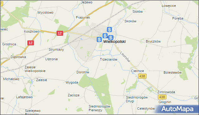 mapa Trzecianów, Trzecianów na mapie Targeo