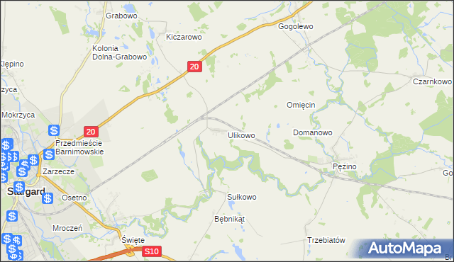 mapa Ulikowo, Ulikowo na mapie Targeo