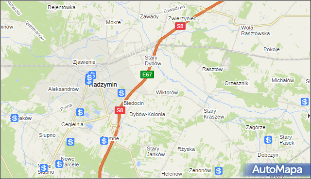 mapa Wiktorów gmina Radzymin, Wiktorów gmina Radzymin na mapie Targeo