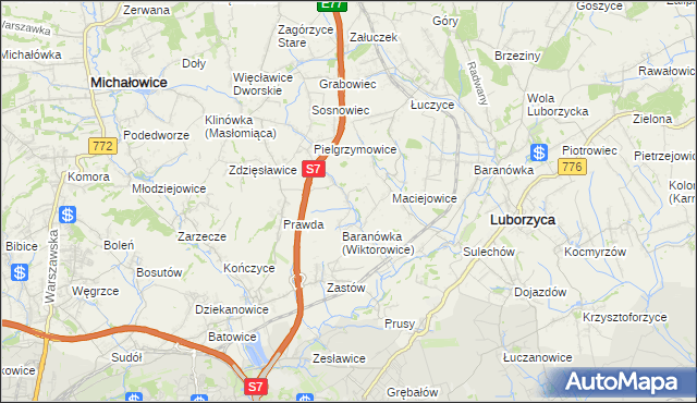 mapa Wiktorowice, Wiktorowice na mapie Targeo