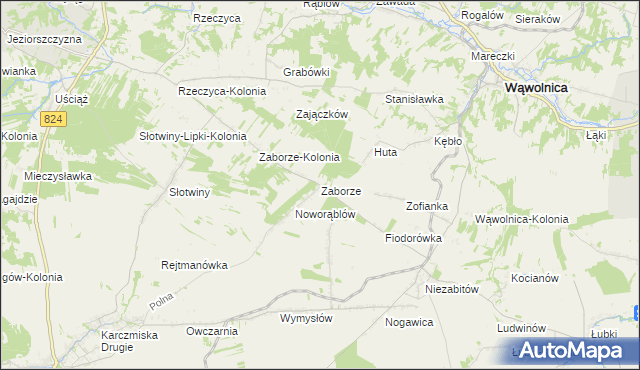 mapa Zaborze gmina Karczmiska, Zaborze gmina Karczmiska na mapie Targeo