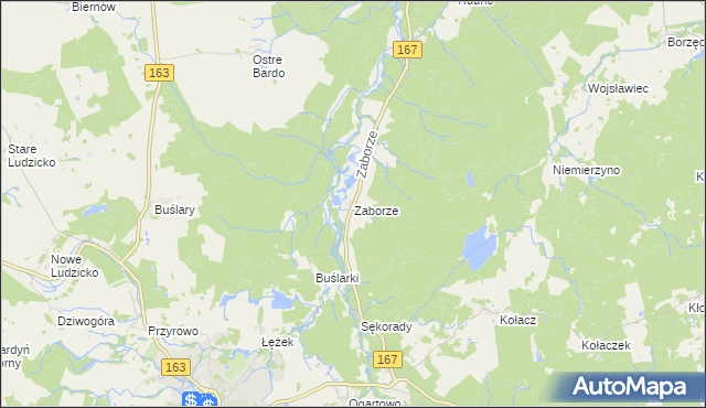 mapa Zaborze gmina Połczyn-Zdrój, Zaborze gmina Połczyn-Zdrój na mapie Targeo