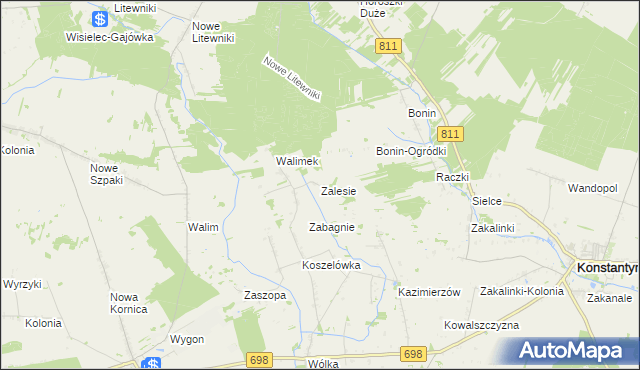 mapa Zalesie gmina Stara Kornica, Zalesie gmina Stara Kornica na mapie Targeo