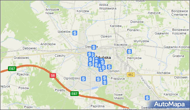 mapa Zduńska Wola, Zduńska Wola na mapie Targeo