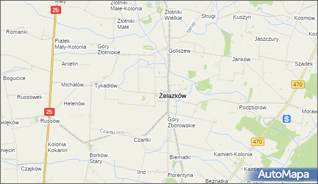 mapa Żelazków powiat kaliski, Żelazków powiat kaliski na mapie Targeo