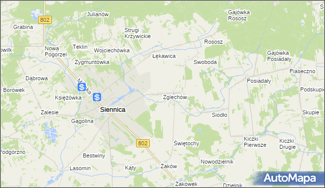 mapa Zglechów, Zglechów na mapie Targeo