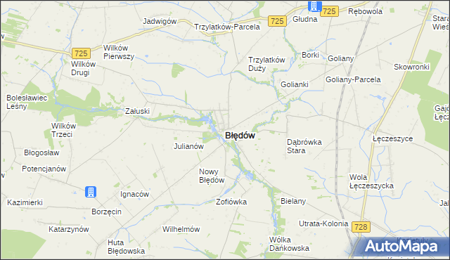 mapa Błędów powiat grójecki, Błędów powiat grójecki na mapie Targeo