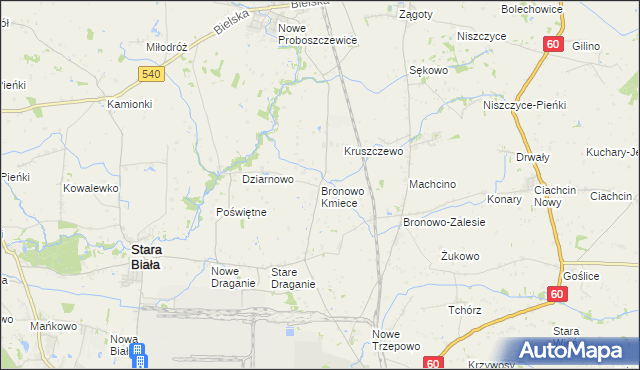 mapa Bronowo Kmiece, Bronowo Kmiece na mapie Targeo