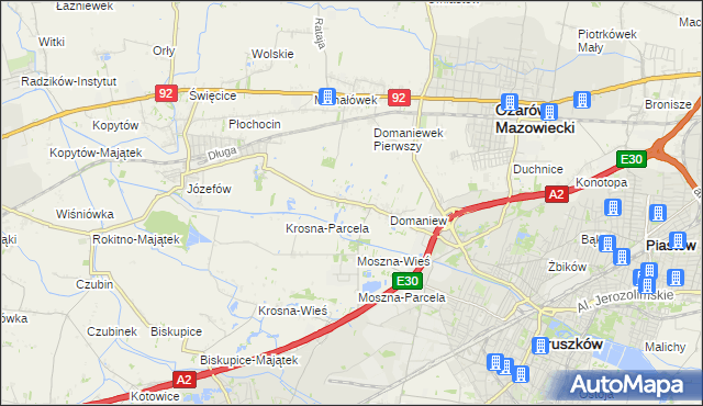 mapa Domaniewek gmina Brwinów, Domaniewek gmina Brwinów na mapie Targeo