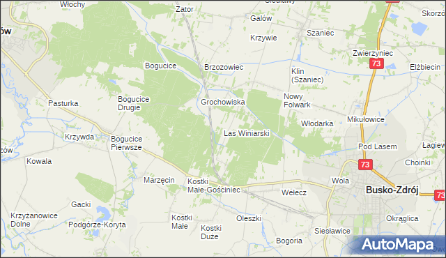 mapa Las Winiarski, Las Winiarski na mapie Targeo