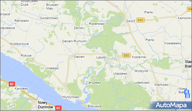 mapa Lasotki gmina Brudzeń Duży, Lasotki gmina Brudzeń Duży na mapie Targeo