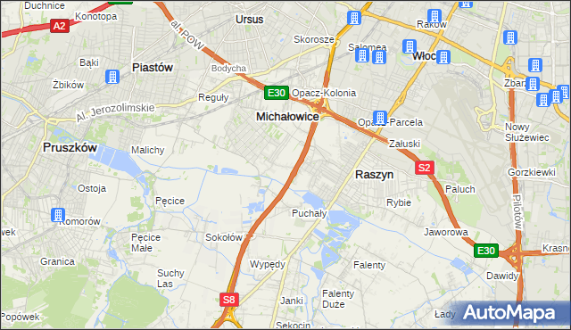 mapa Michałowice-Wieś, Michałowice-Wieś na mapie Targeo