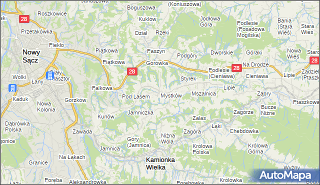 mapa Mystków, Mystków na mapie Targeo