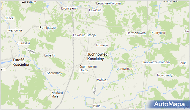 mapa Ogrodniczki gmina Juchnowiec Kościelny, Ogrodniczki gmina Juchnowiec Kościelny na mapie Targeo