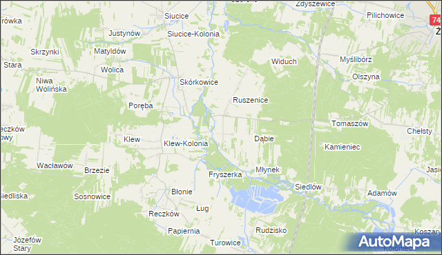 mapa Ruszenice-Kolonia, Ruszenice-Kolonia na mapie Targeo