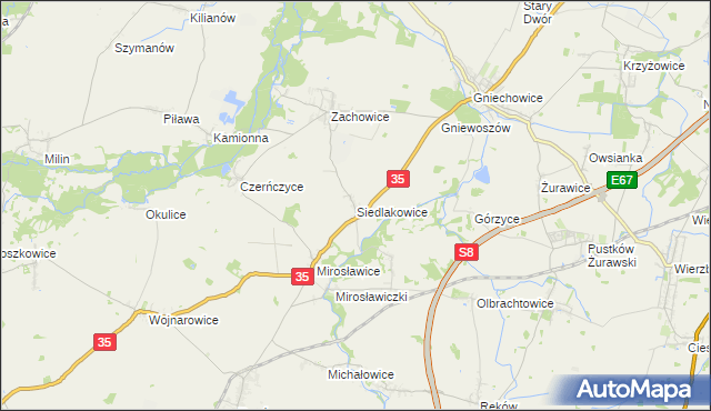 mapa Siedlakowice, Siedlakowice na mapie Targeo