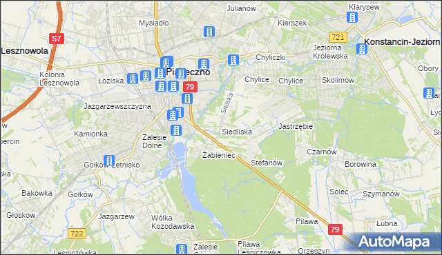 mapa Siedliska gmina Piaseczno, Siedliska gmina Piaseczno na mapie Targeo