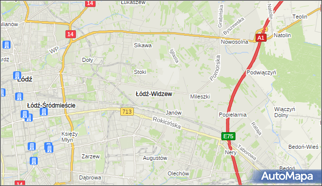 mapa Widzew, Widzew na mapie Targeo
