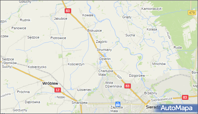 mapa Dzierlin, Dzierlin na mapie Targeo