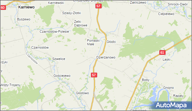 mapa Dzierżanowo gmina Szelków, Dzierżanowo gmina Szelków na mapie Targeo