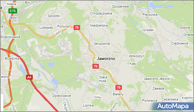 mapa Jaworzno, Jaworzno na mapie Targeo