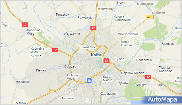 mapa Kalisza, Kalisz na mapie Targeo