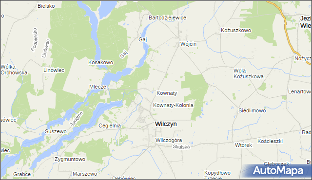 mapa Kownaty gmina Wilczyn, Kownaty gmina Wilczyn na mapie Targeo