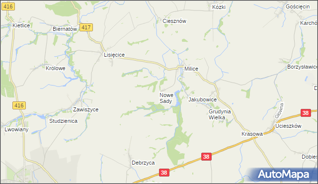 mapa Nowe Sady gmina Głubczyce, Nowe Sady gmina Głubczyce na mapie Targeo