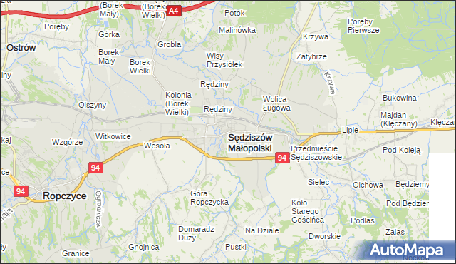 mapa Sędziszów Małopolski, Sędziszów Małopolski na mapie Targeo