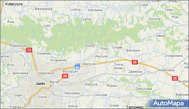 mapa Warzyce, Warzyce na mapie Targeo