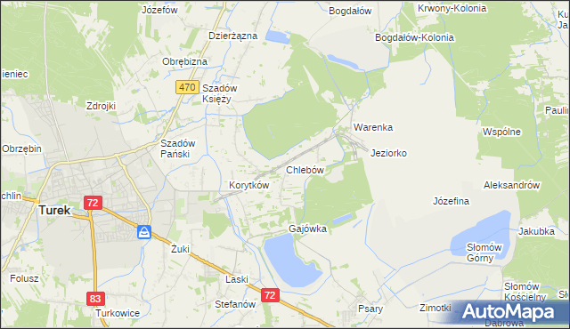 mapa Chlebów gmina Turek, Chlebów gmina Turek na mapie Targeo