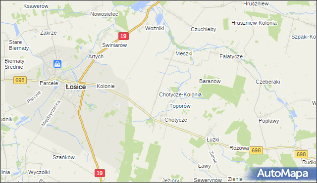 mapa Chotycze-Kolonia, Chotycze-Kolonia na mapie Targeo