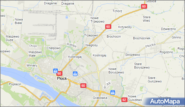 mapa Kostrogaj, Kostrogaj na mapie Targeo