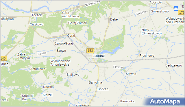 mapa Lubasz powiat czarnkowsko-trzcianecki, Lubasz powiat czarnkowsko-trzcianecki na mapie Targeo