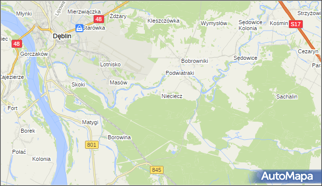 mapa Nieciecz gmina Puławy, Nieciecz gmina Puławy na mapie Targeo