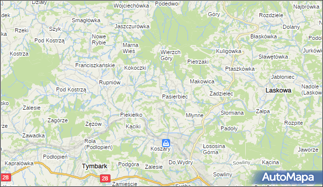 mapa Pasierbiec, Pasierbiec na mapie Targeo