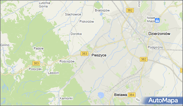 mapa Pieszyce, Pieszyce na mapie Targeo