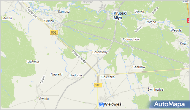 mapa Raduń gmina Wielowieś, Raduń gmina Wielowieś na mapie Targeo