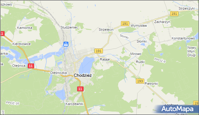 mapa Rataje gmina Chodzież, Rataje gmina Chodzież na mapie Targeo