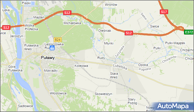 mapa Rudy gmina Końskowola, Rudy gmina Końskowola na mapie Targeo