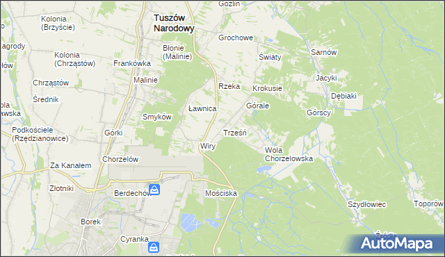 mapa Trześń gmina Mielec, Trześń gmina Mielec na mapie Targeo