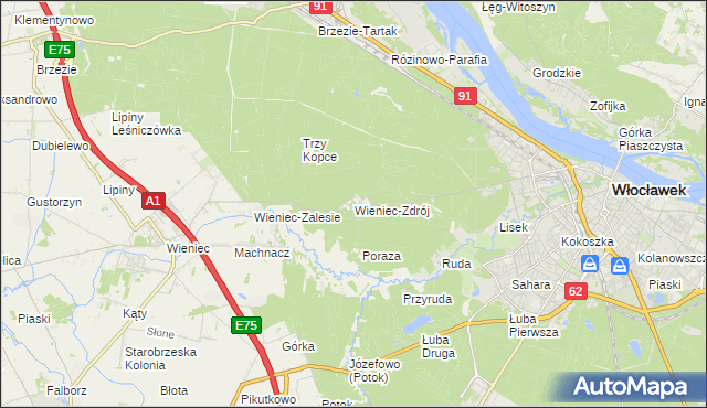 mapa Wieniec-Zdrój, Wieniec-Zdrój na mapie Targeo