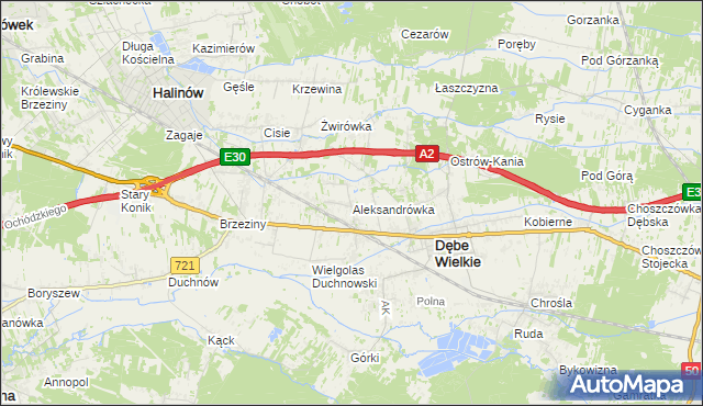 mapa Aleksandrówka gmina Dębe Wielkie, Aleksandrówka gmina Dębe Wielkie na mapie Targeo