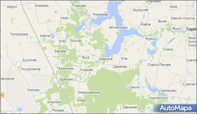 mapa Stawiska gmina Piotrków Kujawski, Stawiska gmina Piotrków Kujawski na mapie Targeo