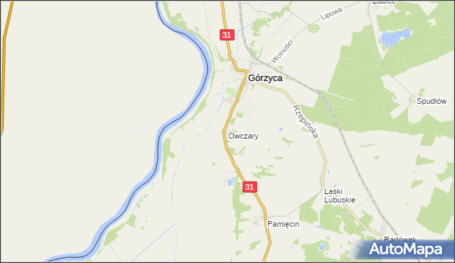 mapa Owczary gmina Górzyca, Owczary gmina Górzyca na mapie Targeo