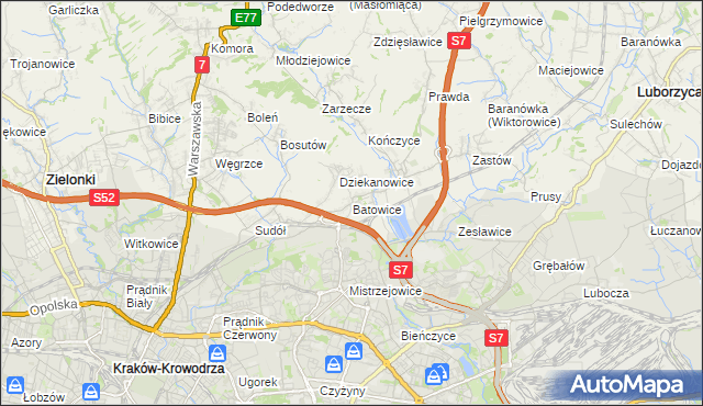 mapa Batowice, Batowice na mapie Targeo