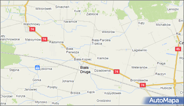 mapa Biała-Parcela Druga, Biała-Parcela Druga na mapie Targeo
