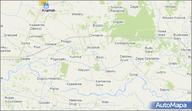 mapa Borki gmina Kramsk, Borki gmina Kramsk na mapie Targeo