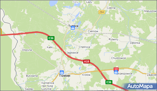 mapa Chełmica, Chełmica na mapie Targeo