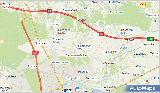 mapa Dąbrówka-Strumiany, Dąbrówka-Strumiany na mapie Targeo